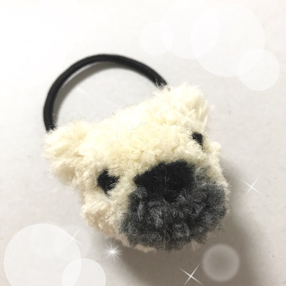 ”耳まで ふわふわ おおきめくまさん” ヘアゴム or ヘアピン or ピンブローチ＊polar bear しろくまさん 1枚目の画像