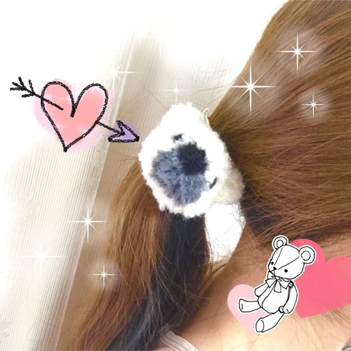 耳まで ふわふわくまさん” ヘアゴム or ヘアピン or ピンブローチ  