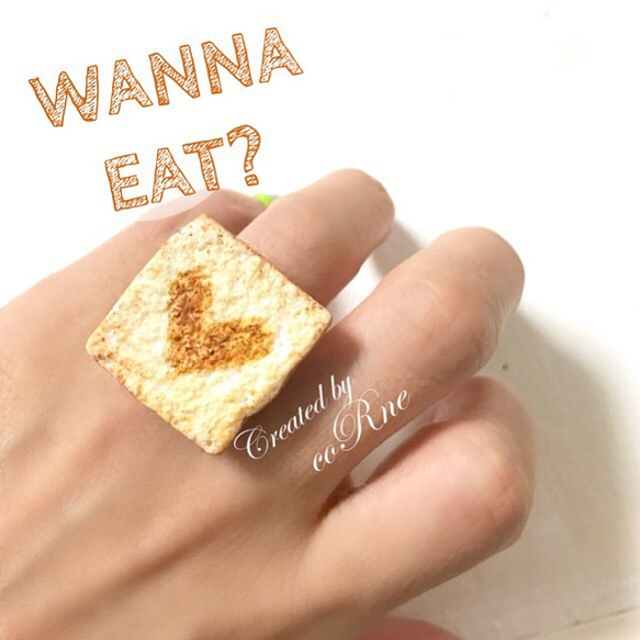 再販×2＊”HEART TOAST ring” こんがりトースト ハートの焼き色 リング（指輪） 1枚目の画像