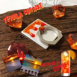 溶ろけるオトナなスマホリング ”TEQUILA SUNRISE”  カクテル スマホスタンド/バンカーリング＊再販×3 1枚目の画像