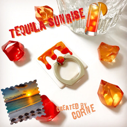 溶ろけるオトナなスマホリング ”TEQUILA SUNRISE”  カクテル スマホスタンド/バンカーリング＊再販×3 3枚目の画像