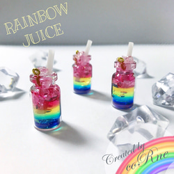 再販＊”Rainbow Juice” 氷たっぷり カラフル 虹色ジュース チャーム/イヤホンジャック/キーチェーン 2枚目の画像