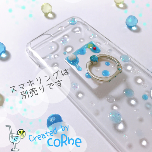 シュワキラ☆炭酸水玉 iPhoneケース/カバー＊ブルーのクリーム