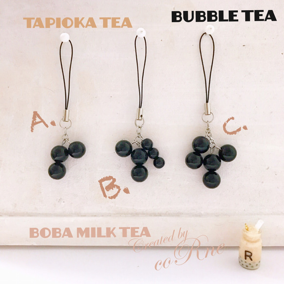 追加オプション＊"BOBA MILK TEA"  おっきなタピオカストラップ 4枚目の画像