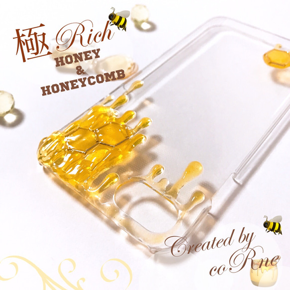 ◉極リッチバージョン◉ "蜂の巣から溢れ出る蜂蜜" たっぷりハニー&ハニカム iPhoneケース ＊再販×15 2枚目の画像