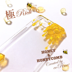 ◉極リッチバージョン◉ "蜂の巣から溢れ出る蜂蜜" たっぷりハニー&ハニカム iPhoneケース ＊再販×15 5枚目の画像