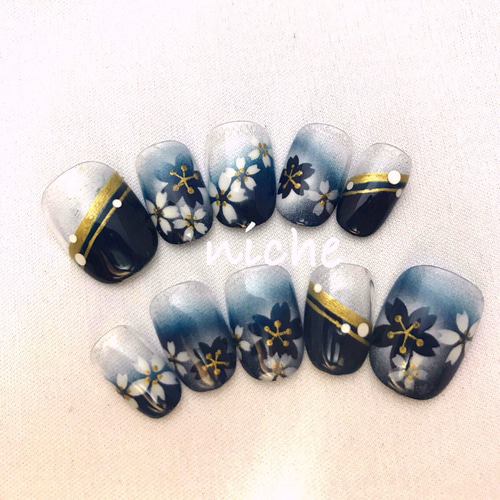 エアブラシ夜桜ネイル☆ ネイルチップ（つけ爪） nailsniche