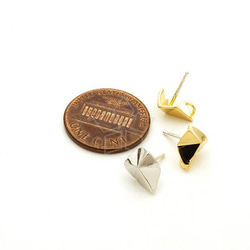 【2個入り（1ペア）】立体感のある折り紙ハートピアス、裏面丸カン付き、おりがみイヤリング、ゴールド/SI-805-GD 2枚目の画像