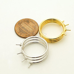 【1個入り】コイルリングパーツ、フリーサイズ指輪、パール用針4つ付き、デザインリング、シルバー/RR-029-OR 2枚目の画像