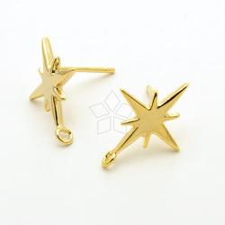 【2個入り（1ペア）】シンプルモーニングスターピアス、星イヤリング、925芯スタッド、ゴールド／SI-1086-GD 1枚目の画像