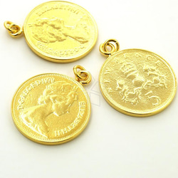 【1個入り】オーストラリア5セントコイン、925シルバー、22㎜、ラウンドペンダント、ゴールド/SV-375-GD 1枚目の画像