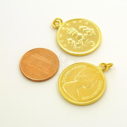 【1個入り】オーストラリア5セントコイン、925シルバー、22㎜、ラウンドペンダント、ゴールド/SV-375-GD 2枚目の画像