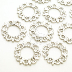 【2個入り】クラシックラウンドプレーム、ルネサンス、シルエット、チャーム、マットシルバー/PD-2264-MS 1枚目の画像