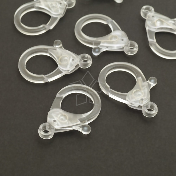 【4個入り】透明プラスチックカニカン、金具、留め具、アクセサリーパーツ、透明クリア/CS-088-TR 1枚目の画像