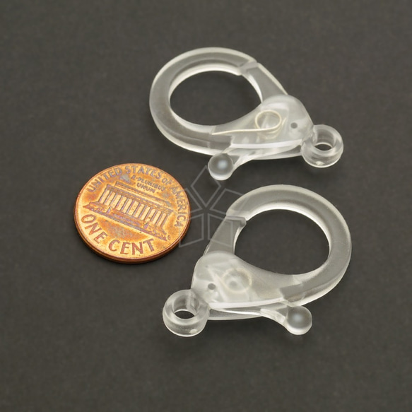 【4個入り】透明プラスチックカニカン、金具、留め具、アクセサリーパーツ、透明クリア/CS-088-TR 2枚目の画像