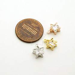 【2個入り】クリスタル㏌星プレーム、Sサイズ、キュービックジルコニアチャーム、5㎜、シルバー/PD-1899-OR 2枚目の画像