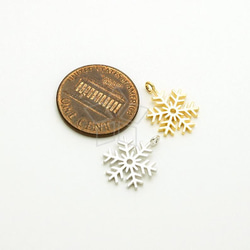 【2個入り】雪の結晶チャーム、冬のアイテム、雪の花ネックレス、15㎜、シルバ―/PD-1811-OR 2枚目の画像