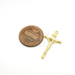 【2個入り】キリスト十字架ペンダント、イエスキリスト、クロスチャーム、マットゴールド/PD-665-MG 2枚目の画像