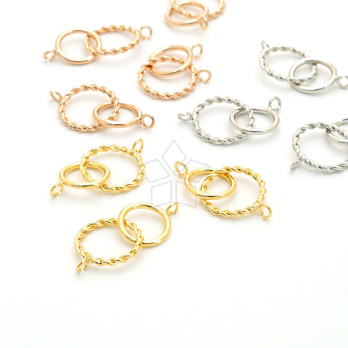 アクセサリー ネックレス ブレスレット リング チャーム まとめ売り 2個入り】ツイストダブルリングチャーム、ラウンドコネクター