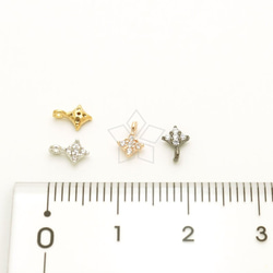 【4個入り】タイニー菱形チャーム、ダイヤモンド型ペンダント、クリスタル、4色選択可/PD-1539-OP 4枚目の画像