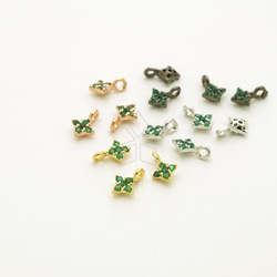 【4個入り】タイニー菱形チャーム、ダイヤモンド型ペンダント、エメラルド、4色選択可/PD-1547-OP 1枚目の画像
