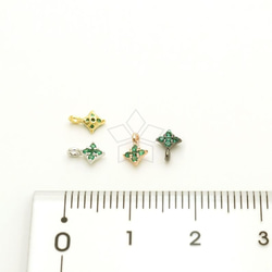 【4個入り】タイニー菱形チャーム、ダイヤモンド型ペンダント、エメラルド、4色選択可/PD-1547-OP 2枚目の画像