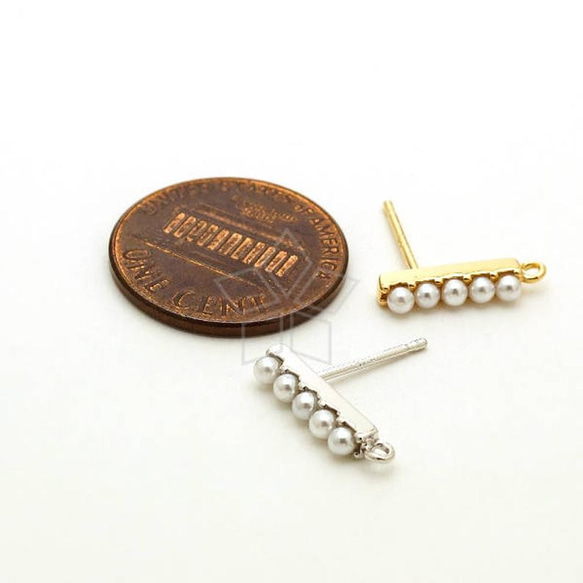 【2個入り(1ペア)】小さな真珠セッティングピアス、パールスティック、925芯、シルバ―/SI-841-OR 2枚目の画像