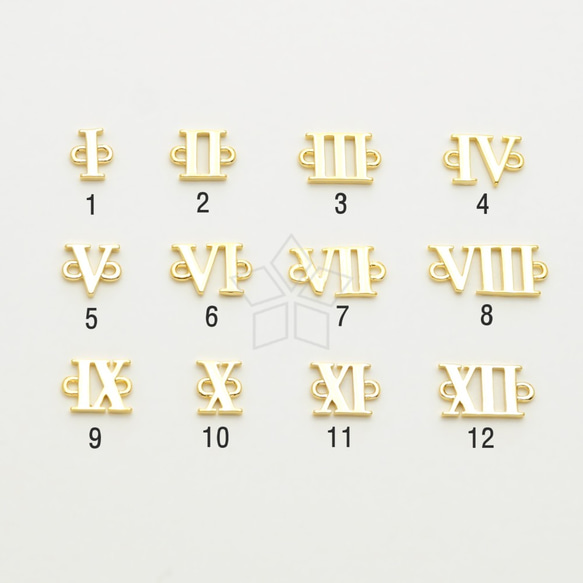 【2個入り】両丸カン付き、ローマ数字チャーム、誕生日、記念日、アルファベット、ゴールド／INS-845-GD 2枚目の画像