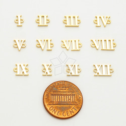 【2個入り】両丸カン付き、ローマ数字チャーム、誕生日、記念日、アルファベット、ゴールド／INS-845-GD 3枚目の画像