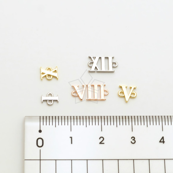 【2個入り】両丸カン付き、ローマ数字チャーム、誕生日、記念日、アルファベット、ゴールド／INS-845-GD 4枚目の画像