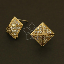 【2個入り（1ペア）】ピラミッドピアス、さんかく、イヤリング、925芯スタッド、ゴールド/SI-129-GD 1枚目の画像