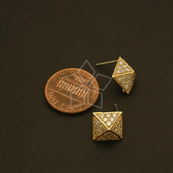 【2個入り（1ペア）】ピラミッドピアス、さんかく、イヤリング、925芯スタッド、ゴールド/SI-129-GD 3枚目の画像