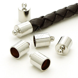 【20個入り】エンドキャップ、紐止めカツラ、7㎜(内径6㎜)、アクセサリー基礎パーツ、金具、シルバー/FE-007-OR 1枚目の画像