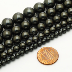 【3㎜-12㎜】ブラック真珠、ラウンドパール、手作りアクセサリーパーツ、ビーズ、サイズ選択可/PLS-040 2枚目の画像
