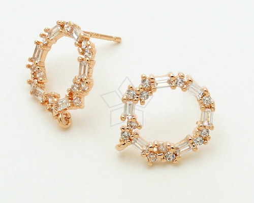 2個入り(1ペア)】プリズムラウンドピアス、丸カン、キュービック、925