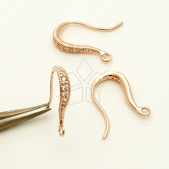HM　フレンチフックピアス　ゴールド　クラブ　蟹　マゼンタピンク 7c2baf566a12f1f591c23f23a315ff