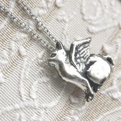 天使猫1　2way ネックレス（帯留め）　silver925　医療用ステンレスチェーン(60cm)付 4枚目の画像