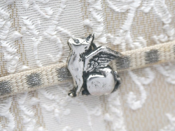 天使猫1　2way ネックレス（帯留め）　silver925　医療用ステンレスチェーン(60cm)付 5枚目の画像