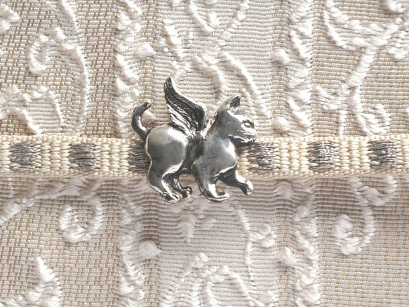 天使猫Ⅱ　2way ネックレス（帯留め）　silver925　医療用ステンレスチェーン(45cm)付 3枚目の画像