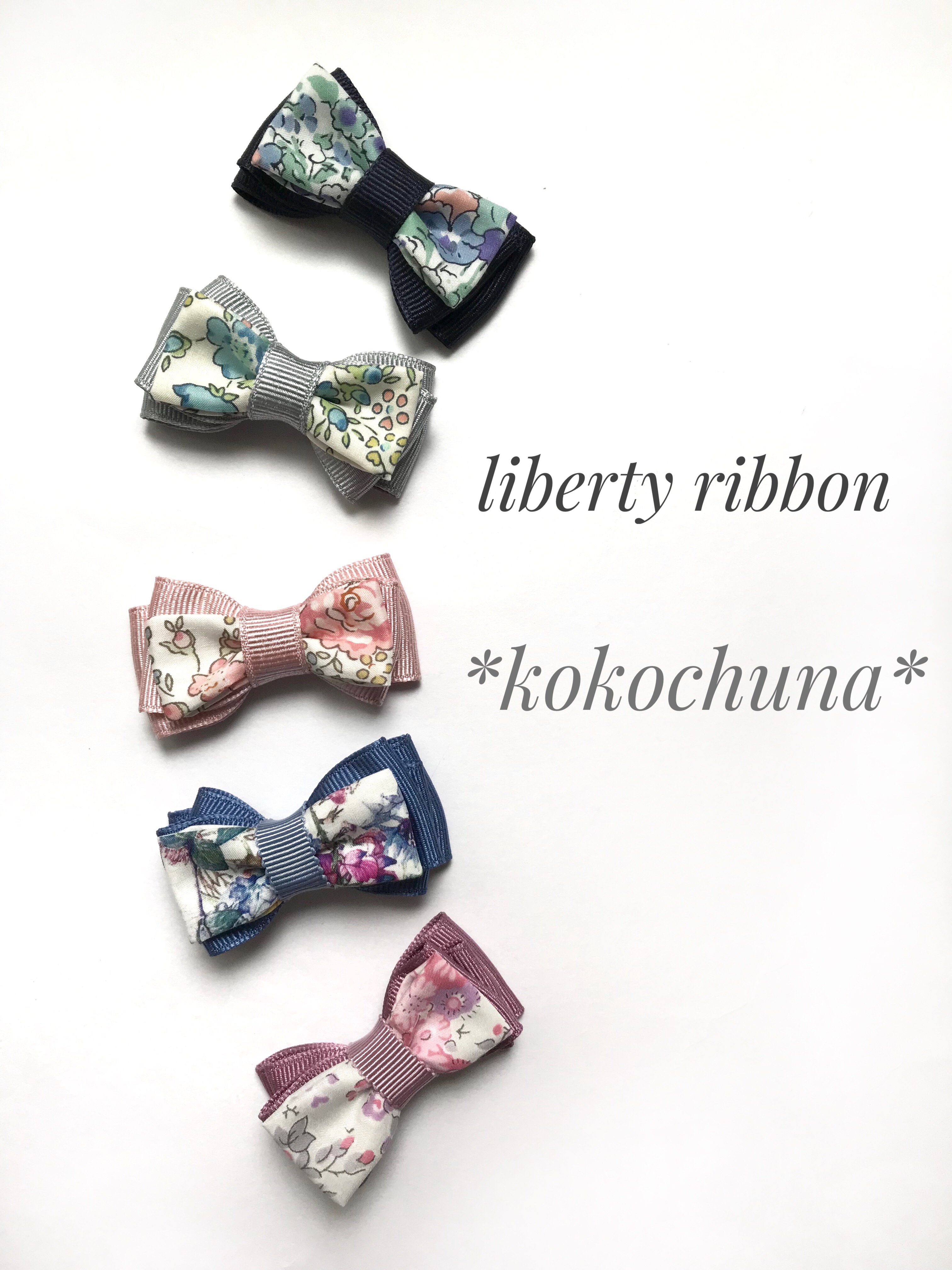 リバティリボン2】ベビーヘアクリップ♡サンプル♡ヘアゴム セミ