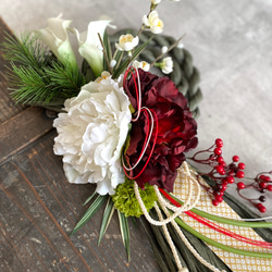 和モダンお正月飾り　二連モスグリーン☆ 3枚目の画像