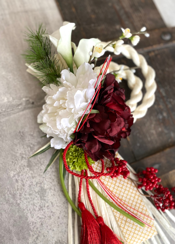 和モダンお正月飾り　二連ホワイト☆ 2枚目の画像