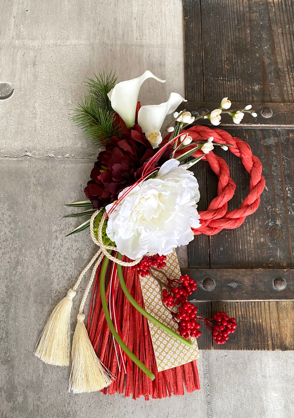 新作♪和モダンお正月飾り　二連レッド☆ 1枚目の画像