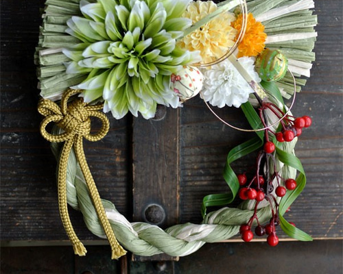 響花 しめ縄グリーン お正月飾り ボールマム♪ しめ縄・しめ飾り aki