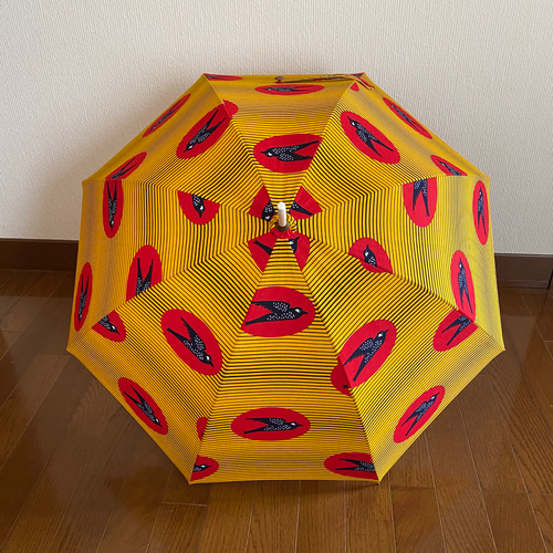 No.57 ハンドメイド　小さな日傘　アフリカンファブリック　イエロー＆オレンジ No.57 ハンドメイド 小さな日傘 アフリカンファブリック