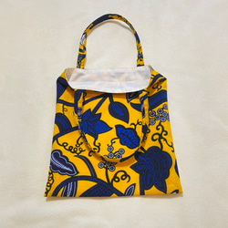 ちょこっとお出掛けに便利♫  アフリカ布のミニトート（ボタニカル柄） 3枚目の画像