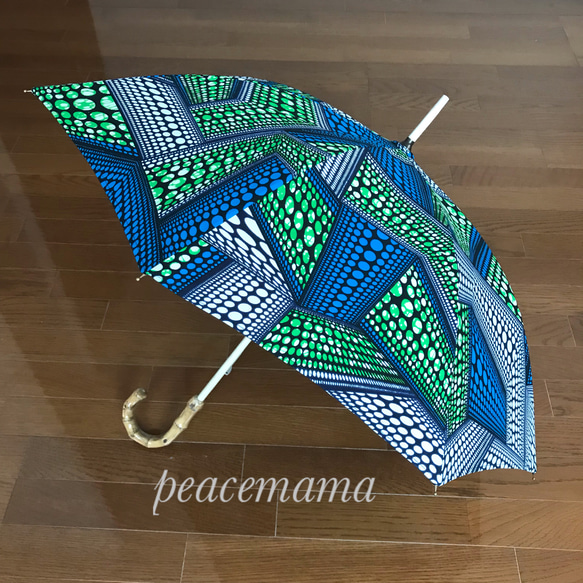 アフリカンバティックの日傘（ブルー系） 傘・日傘 peacemama