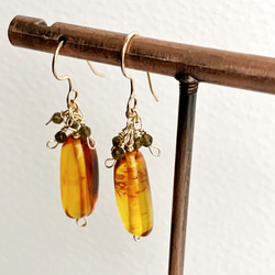 【JORIE】BALTIC AMBER × OBCIDIAN earrings 5枚目の画像