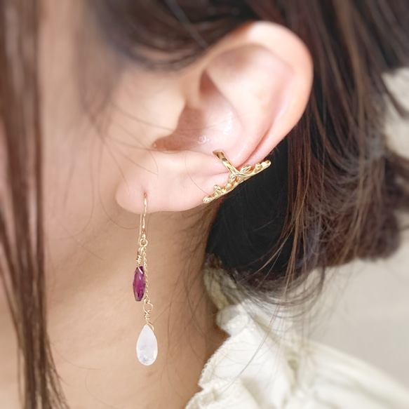 【JORIE】レインボームーンストーン×アメジスト　earrings 3枚目の画像