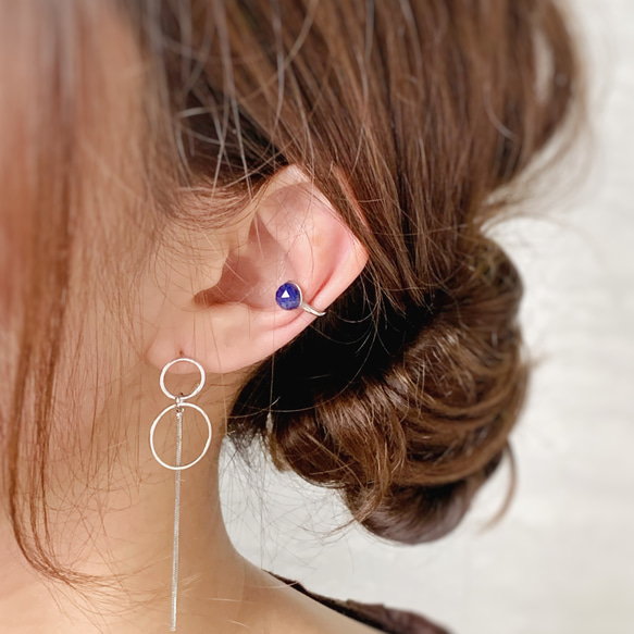 【JORIE】星空プラネタリウムラピスラズリ　Ear cuff 7枚目の画像